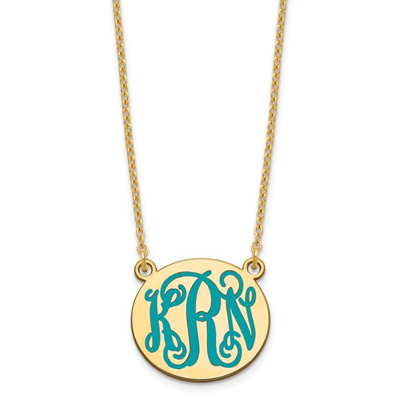  Script Oval Monogram Enameled Letter Monogram Necklaces