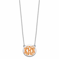Sterling Silver Rh-plated Small Round Epoxy Monogram Necklace view 2