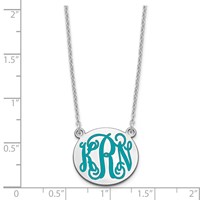 Sterling Silver Rh-plated Small Round Epoxy Monogram Necklace view 3