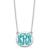 Sterling Silver Rh-plated Small Round Epoxy Monogram Necklace view 1