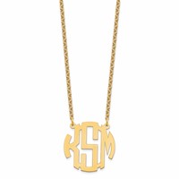 Sterling Silver Gold-plated Small Round Monogram Necklace view 2
