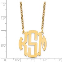 Sterling Silver Gold-plated Small Round Monogram Necklace view 3