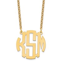 Sterling Silver Gold-plated Small Round Monogram Necklace view 1