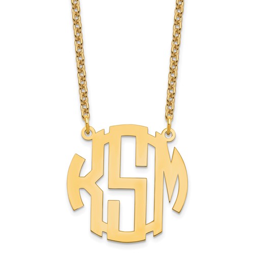 Sterling Silver Gold-plated Small Round Monogram Necklace