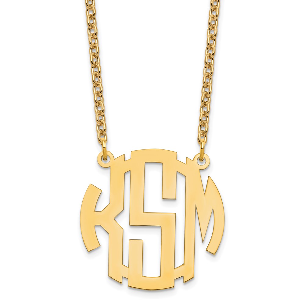 Sterling Silver/Gold-plated Small Block Letter Circle Monogram Necklace