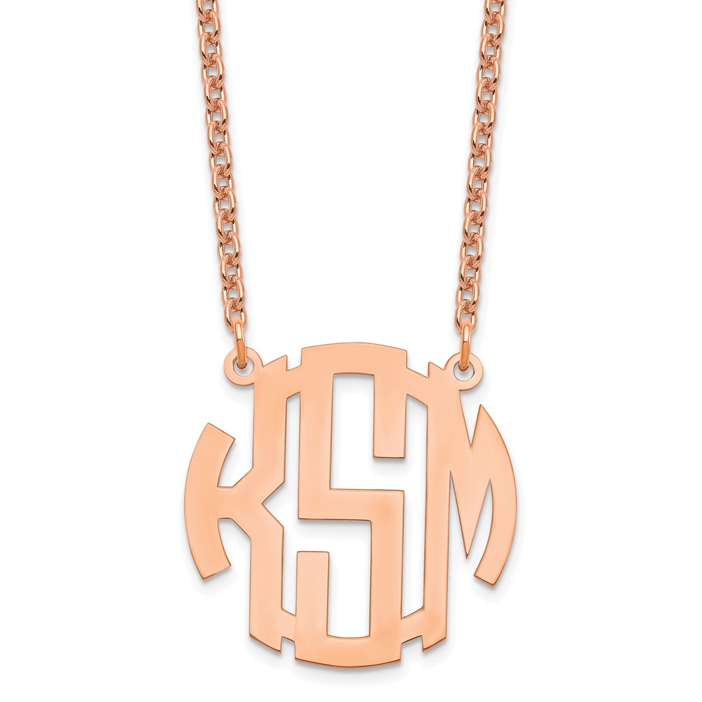 Sterling Silver/Rose-plated Small Block Letter Circle Monogram Necklace