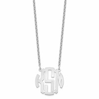 Sterling Silver Rhodium-plated Small Round Monogram Necklace view 2