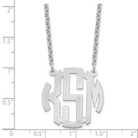 Sterling Silver Rhodium-plated Small Round Monogram Necklace view 3