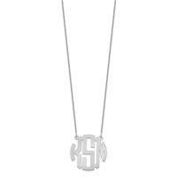 14K White Gold Small Round Monogram Necklace view 2