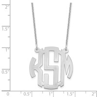10K White Gold Small Round Monogram Necklace view 2
