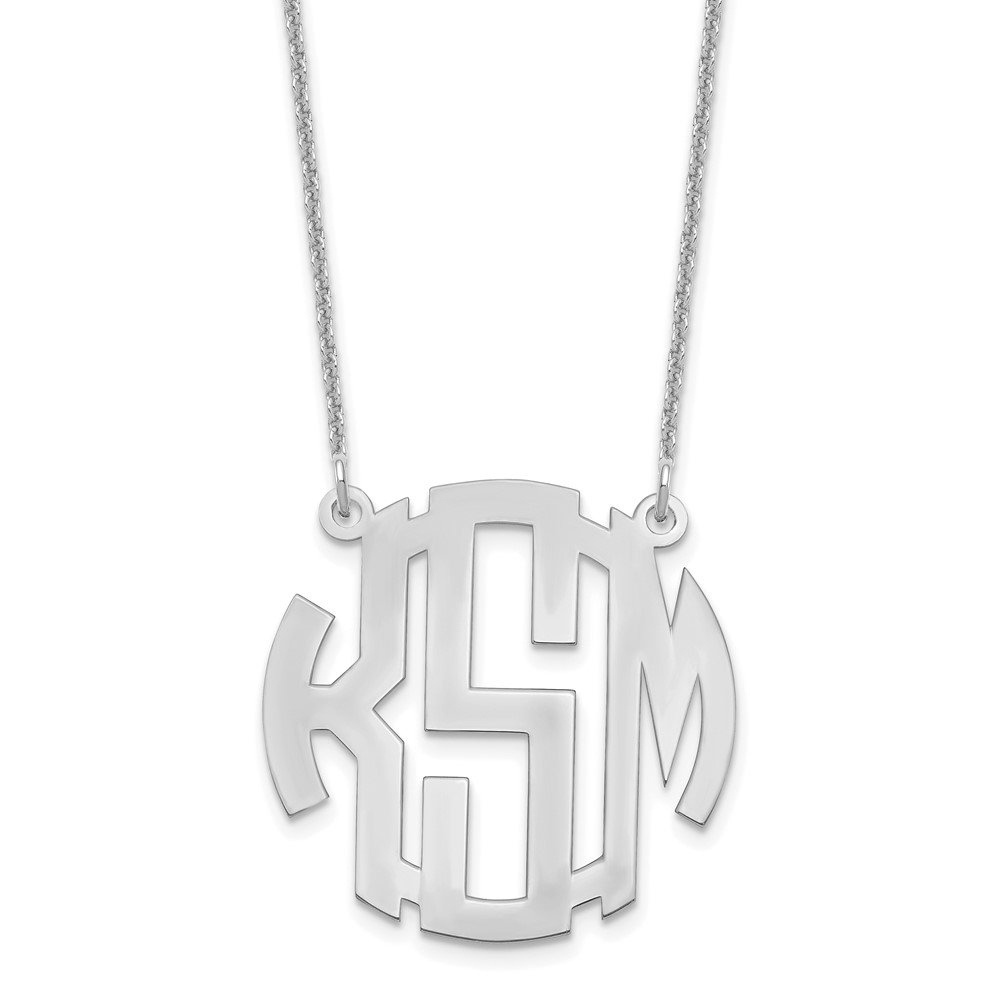 10K White Gold Small Round Monogram Necklace