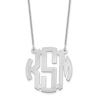 10K White Gold Small Round Monogram Necklace view 1