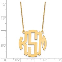 14K Yellow Gold Small Round Monogram Necklace view 3