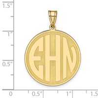 14K Yellow Gold Round Block Letter Monogram Pendant view 3
