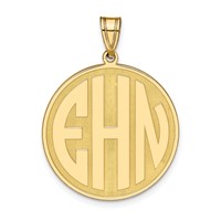 14K Yellow Gold Round Block Letter Monogram Pendant view 1