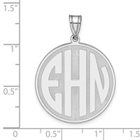 10K White Gold Round Block Letter Monogram Pendant view 3