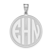 10K White Gold Round Block Letter Monogram Pendant view 1