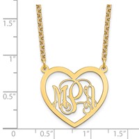 Sterling Silver Gold-plated Monogram Heart Necklace view 3