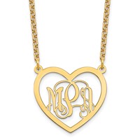 Sterling Silver Gold-plated Monogram Heart Necklace view 1