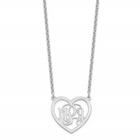 Sterling Silver Rhodium-plated Monogram Heart Necklace view 2