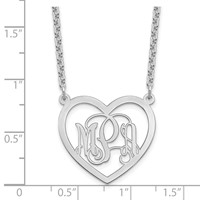 Sterling Silver Rhodium-plated Monogram Heart Necklace view 3