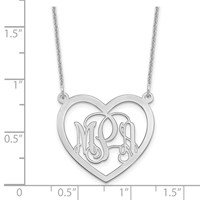 14K White Gold Monogram Heart Necklace view 3