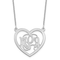 14K White Gold Monogram Heart Necklace view 1