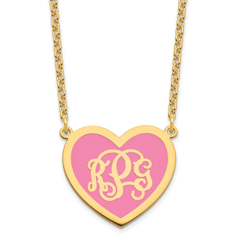 Sterling Silver/Gold-plated Epoxied Heart Monogram Necklace