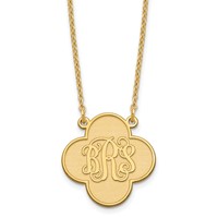 Sterling Silver Gold-plated Clover Monogram Necklace view 1