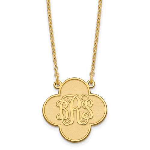 Sterling Silver Gold-plated Clover Monogram Necklace