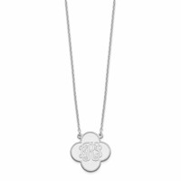 Sterling Silver Rhodium-plated Clover Monogram Necklace view 2