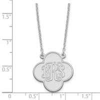Sterling Silver Rhodium-plated Clover Monogram Necklace view 3