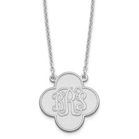 Sterling Silver Rhodium-plated Clover Monogram Necklace view 1