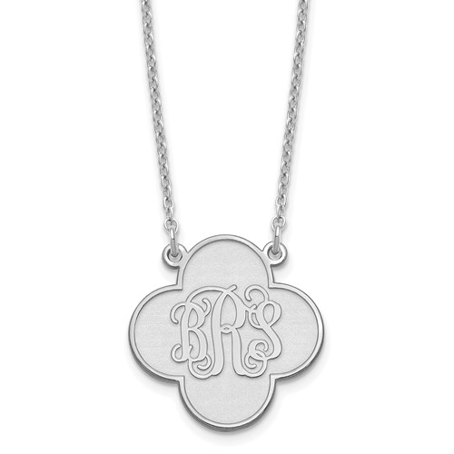 Sterling Silver Rhodium-plated Clover Monogram Necklace