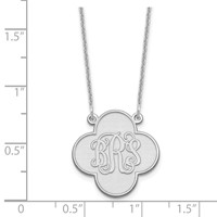 14K White Gold Clover Monogram Necklace view 3