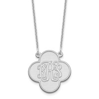 14K White Gold Clover Monogram Necklace view 1