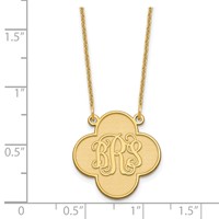 14K Yellow Gold Clover Monogram Necklace view 3