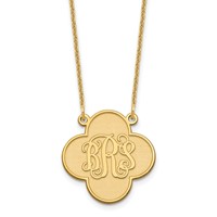 14K Yellow Gold Clover Monogram Necklace view 1