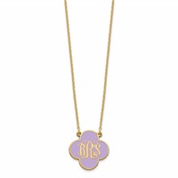 Sterling Silver Gold-plated Clover Monogram Necklace with Epoxy view 2