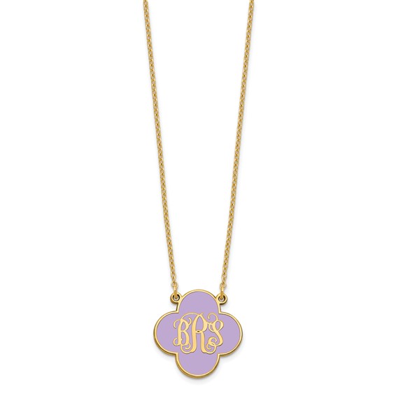 Script Clover Monogram Enamel Background Necklaces