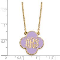 Sterling Silver Gold-plated Clover Monogram Necklace with Epoxy view 3
