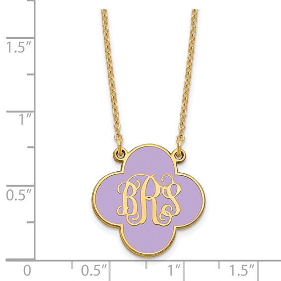 Script Clover Monogram Enamel Background Necklaces