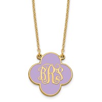 Sterling Silver Gold-plated Clover Monogram Necklace with Epoxy view 1