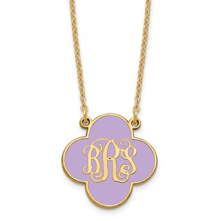Script Clover Monogram Enamel Background Necklaces