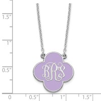 Sterling Silver Rhodium-plated Clover Monogram Necklace with Epoxy view 3