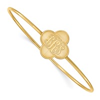 Sterling Silver Gold-plated Clover Monogram Slip on Bangle view 1