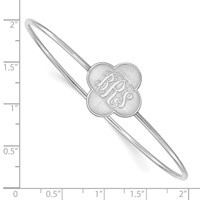 Sterling Silver Rhodium-plated Clover Monogram Slip on Bangle view 3