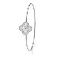 Sterling Silver Rhodium-plated Clover Monogram Slip on Bangle view 5