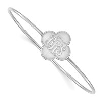Sterling Silver Rhodium-plated Clover Monogram Slip on Bangle view 1