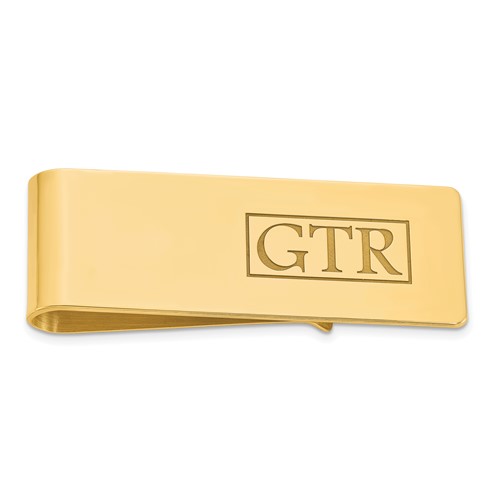 Sterling Silver Gold-plated Recessed Letter Monogram Money Clip